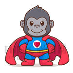 可爱卡通超人黑猩猩大猩猩