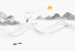 新中式抽象烟雾山水