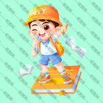 学生卡通男孩