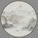 圆形山水画