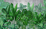 3d热带植物花鸟背景墙