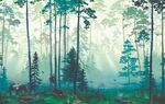 风景清晨森林北欧现代背景墙画