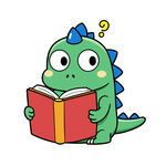 动物矢量看书的小恐龙