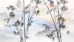 中国风水墨竹子山水背景墙
