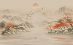 禅意水墨江南山水画