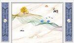 中式花格意境山水背景装