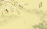 新中式兰花鸟画背景墙