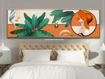 抽象简约热带植物美女床头装饰画