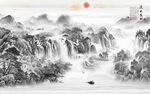 中国风水墨国画山水 