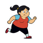 矢量人物跑步减肥的胖女孩