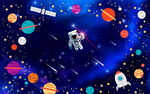 卡通星空宇航员儿童房