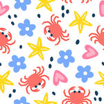 螃蟹海星花朵背景
