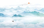 中国风意境山水画背景