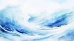 蓝色海浪水彩水墨背景