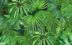 热带植物叶子现代电视背景墙