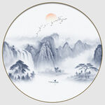 圆形山水水墨画