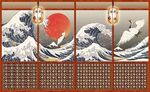 日式浮世绘海浪背景墙