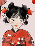插画手绘古风女孩