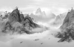 新中式水墨山水壁画