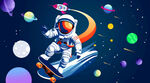 卡通太空火箭宇航员星球宇宙背景