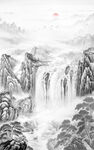 竖幅山水画