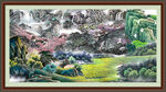 瀑布山水画 