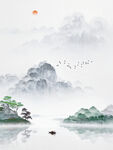 中式山水壁画