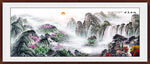 国画旭日东升 客厅山水画 