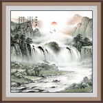 旭日东升山水画