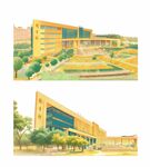 西安财经大学 图书馆插画