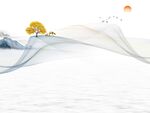 现代抽象烟雾线条山水麋鹿