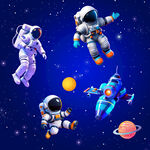 卡通星空宇航员背景图
