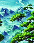 山水墙布