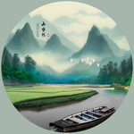 圆形山水画