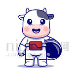 可爱卡通动物宇航员奶牛