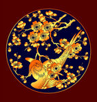 矢量花鸟纹样团纹