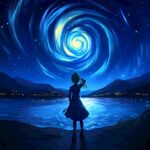 星空下的少女