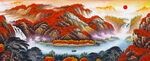 鸿运当头客厅山水画