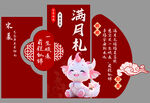 满月宴  红色 生日展板