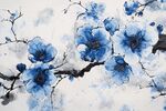 蓝色水墨花