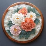 3d立体浮雕花卉花鸟