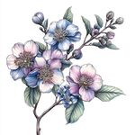 手绘蓝莓花