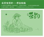 绿茶采摘茶叶包装采茶的女人