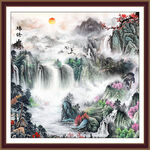 方形山水画 