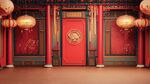 中式红门灯笼传统场景