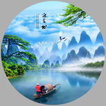 圆形山水画