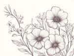 手绘花卉植物线条插画