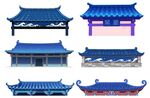 卡通中式房顶屋檐