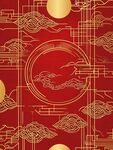 中式红金云纹传统图案