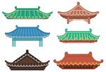卡通中式房顶屋檐